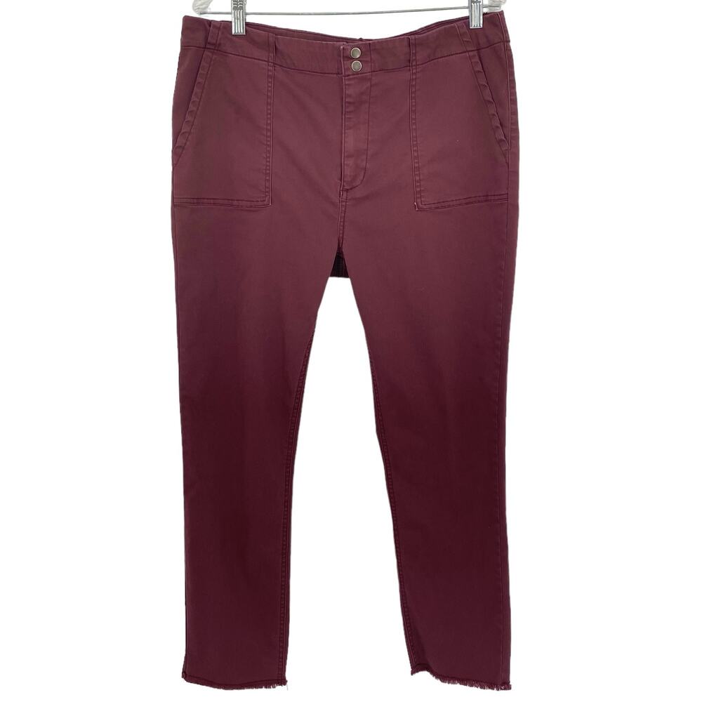 TINSEL Deep Plum Raw Hem Cropped Pants Plus Size 33 Casual Summer Everyday